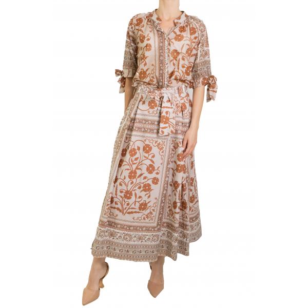 Camicia fantasia collo alla coreana 